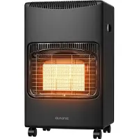 Auronic Mobiler Gasofen - mit Rollen - bis 60 m² - 4100W Gasheizung - Inklusive Gasdruckregler und Gasschlauch - Schwarz