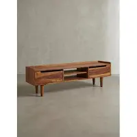 KADIMA DESIGN Massivholz-Lowboard für 60-Zoll TV, Sheesham, Stauraum, Schutzlackversiegelung. 145x35x43 cm |