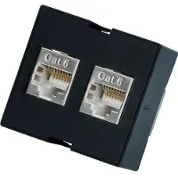 Evoline Wechselmodul Zubehör Modul für Steckdosenelemente 2 x RJ45 CAT6 Buchse vorne und hinten Kunststoff schwarz