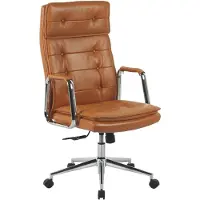 Novel Chefsessel MARLON Leder Cognac höhenverstellbar 75x113 cm 140 kg 5 Rollen Kopfsteppung Chromgestell