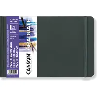 Canson Skizzenbuch GRADUATE Mixed Media, 216 x 140 mm schwarz, 36 Blatt, weisses Papier 200 g/qm, Hardcover