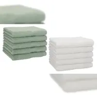 Betz 10 Stück Gästehandtücher PREMIUM 100% Baumwolle Gästetuch Set 30x50 cm heugrün und weiß