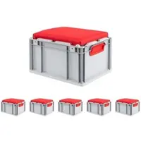 Proregal SparSet 6 x Eurobox NextGen Seat Box Rot HxBxT 26,5 x 30 x 40 cm 20 Liter Griffe Geschlossen Eurobehälter Sitzbox Transportbox