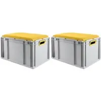 Proregal SparSet 2 x Eurobox NextGen Seat Box Gelb HxBxT 36,5 x 40 x 60 cm 65 Liter Griffe Offen Eurobehälter Sitzbox Transportbox