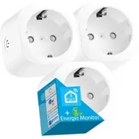 Echos Eco-4073 WLAN-Steckdosen Set 3er Pack mit Energiemonitor Tuya / Smart Life App Gesteuert