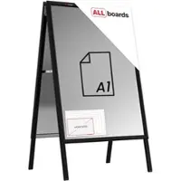 Allboards Doppelseitige Werbetafel, Kundenstopper, Gr√∂ße: A1, in einem schwarzen Aluminiumrahmen