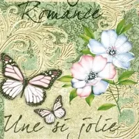 Mank Serviette aus Tissue Jolie, 40 x 40 cm, 100 Stück - Schmetterlinge Floral