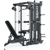 ATLETICA SEK Multipresse Set | RELOADED | Set mit B2 Hantelbank mit Optionen für Arm- und Beintraining | Für 50mm Hantelscheiben | Dualer Kabelzug