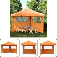 The Living Store Partyzelt Faltbar Pop-Up mit 2 Seitenteilen Orange
