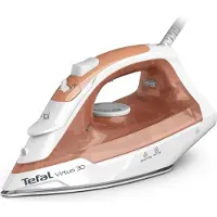 Tefal Virtuo 30 FV2C40E0, Trocken- & Dampfbügeleisen, Keramik-Bügelsohle, 1,9 m, 120 g/min, Pfirsich, Weiß, 27 g/min