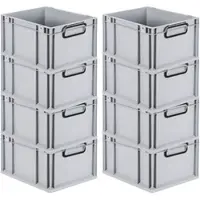 Proregal SuperSparSet 8x Eurobox Nextgen Color HxBxT 22x30x40cm 20 Liter Griffe Schwarz Geschlossen Grau Eurobehälter Transportbox Transportbehälter