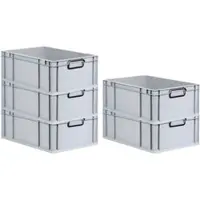 Proregal SparSet 5x Eurobox Nextgen Color HxBxT 22x40x60cm 44 Liter Griffe Schwarz Geschlossen Grau Eurobehälter Transportbox Transportbehälter