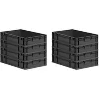 Proregal SuperSparSet 8x Eurobox NextGen Grip, HxBxT 12x40x60cm, 23 Liter, Griffe zu, Schwarz, Eurobehälter, Transportbehälter