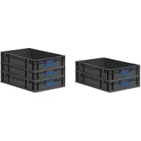 Proregal SparSet 5x Eurobox Nextgen Color HxBxT 12x40x60cm 23 Liter Griffe Blau Geschlossen Schwarz Eurobehälter Transportbox Transportbehälter