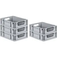 Proregal SparSet 5x Eurobox Nextgen Color HxBxT 12x30x40cm 11 Liter Griffe Schwarz Offen Grau Eurobehälter Transportbox Transportbehälter