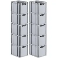 Proregal SparSet 10x Eurobox NextGen Color, HxBxT 32x30x40cm, 30 Liter, Griffe schwarz offen, Grau, Eurobehälter, Transportbehälter