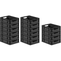 Proregal SuperSparSet 16x Eurobox Nextgen Grip HxBxT 12x30x40cm 11 Liter Griffe Offen Schwarz Eurobehälter Transportbox Transportbehälter