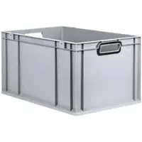 Proregal Eurobox NextGen Color, HxBxT 32x40x60cm, 65 Liter, Griffe schwarz offen, Grau, Eurobehälter, Transportbehälter