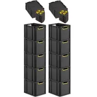 Proregal SparSet 10x Eurobox Nextgen Color Mit Auflagedeckel HxBxT 32x30x40cm 30 Liter Schwarz Griffe Gelb Offen Eurobehälter Transportbox