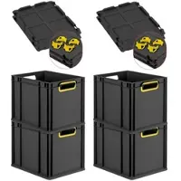 Proregal SuperSparSet 4x Eurobox Nextgen Color Mit Auflagedeckel HxBxT 32x30x40cm 30 Liter Schwarz Griffe Gelb Offen Eurobehälter Transportbox