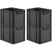 Proregal SuperSparSet 4x Eurobox NextGen Color, HxBxT 32x30x40cm, 30 Liter, Griffe schwarz zu, Schwarz, Eurobehälter, Transportbehälter