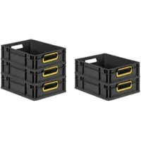Proregal SparSet 5x Eurobox NextGen Color, HxBxT 12x30x40cm, 11 Liter, Griffe gelb offen, Schwarz, Eurobehälter, Transportbehälter