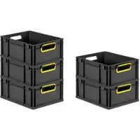 Proregal SparSet 5x Eurobox Nextgen Color HxBxT 17x30x40cm 16 Liter Griffe Gelb Offen Schwarz Eurobehälter Transportbox Transportbehälter