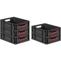 Proregal SparSet 5x Eurobox Nextgen Color HxBxT 12x30x40cm 11 Liter Griffe Rot Offen Schwarz Eurobehälter Transportbox Transportbehälter