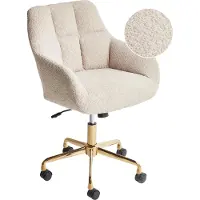 Beliani Bürostuhl Beige Bouclé Gesteppt mit Armlehnen Bremsbare Rollen Gasdruckfeder Höhenverstellbar Drehbar Modern Drehstuhl Arbeitshocker