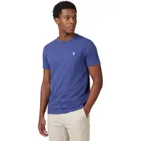 Ralph Lauren für Herren. 710671438427 Marineblaues Custom-Slim-Fit-Strickshirt (S), Lässig, Baumwolle, Kurzarm