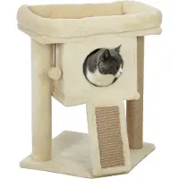 PawHut Kratzbaum 57 cm Kleiner Katzenbaum mit Katzenhöhle, Liegeplattform Beige