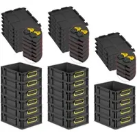 Proregal SuperSparSet 16x Eurobox Nextgen Color Mit Scharnierdeckel HxBxT 12x30x40cm 11 Liter Schwarz Griffe Gelb Geschlossen Eurobehälter
