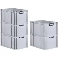 Proregal SparSet 5x Eurobox NextGen Color, HxBxT 32x40x60cm, 65 Liter, Griffe schwarz zu, Grau, Eurobehälter, Transportbehälter
