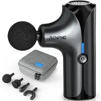 Renpho 2233581, Perkussions-Massage, ARM, Beine, Hals/Nacken, Trapezius, Schwarz, 4 Kopf/Köpfe, 3200 RPM, Akku
