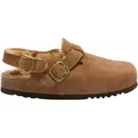 Scholl Clog Damen Fae Backstrap Wildleder Fell Taupe-Schuhgröße 36