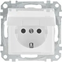 Merten Schuko-Steckdose mit Klappd., System M, IP44, Aktivweiß glänzend,1 Stück