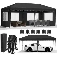 StarTech.com Faltpavillon - Partyzelt - 3 x 6 m - Wasserdicht - Polyurethanbeschichtetes HDPE - Aluminiumrahmen - Schneller Aufbau - Schwarz