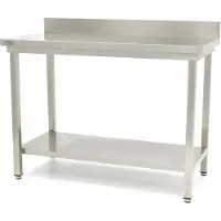 Maxima - Gastro Edelstahltisch - 100 x 60 cm - Einstellbare Höhe - mit Backsplash und Lagerregal