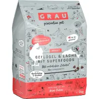Grau Katze Geflügel & Lachs mit Superfoods 2 kg Futter