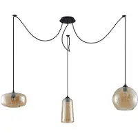 LUCANDE Zyli 3 Pendelleuchte Amber - , Zyli, dimmbar, für Wohnzimmer, Glas, Vintage