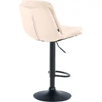 DELUKE Barhocker MITUN - Samt Creme 46x54x94 cm Schwarz | Barstuhl Höhenverstellbar Mit Lehne Drehbar Tresenhocker Tresenstuhl Kneipenhocker Kneipenstuhl