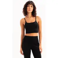 Justever Sport-BH für Damen mit dünnen Trägern, leichter Stütze, herausnehmbaren Polstern, schwarz - Spica