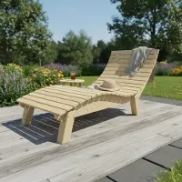 TUGA-Holztech Holzliege Wellenliege Gartenliege Relaxliege "Liege-Franzi" (Fichte) Breite 90cm Einstiegshöhe 40cm mit Füßen