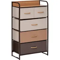 HOMCOM Kommode, Sideboard mit 5 Faltbaren Stoff-Schubladen, Griff für Wohnzimmer