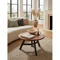 KADIMA DESIGN Couchtisch 60x60x35 cm Sheesham Massivholz / Metall Sofatisch Rund, Design Wohnzimmertisch Kaffeetisch Massiv, Kleiner Tisch Beistelltisch Wohnzimmer Modern