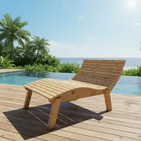 TUGA-Holztech Holzliege Wellenliege Gartenliege Relaxliege "Liege-Franzi" (Zirbe) Breite 140cm Einstiegshöhe 60cm mit Füßen