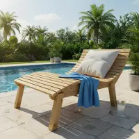 TUGA-Holztech Holzliege Wellenliege Gartenliege Relaxliege "Liege-Franzi" (Lärche) Breite 140cm Einstiegshöhe 60cm mit Füßen