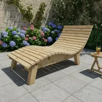 TUGA-Holztech Holzliege Wellenliege Gartenliege Relaxliege "Liege-Franzi" (Zirbe) Breite 90cm Einstiegshöhe 40cm mit Füßen