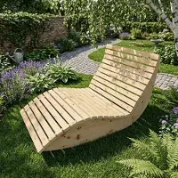 TUGA-Holztech Holzliege Wellenliege Waldsofa Gartenliege "Schaukel-Sannerl" (Zirbe) Breite 120cm Schaukelliege Relaxliege Himmelsliege