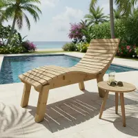 TUGA-Holztech Holzliege Wellenliege Gartenliege Relaxliege "Liege-Franzi" (Zirbe) Breite 70cm Einstiegshöhe 60cm mit Füßen